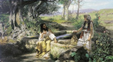 cristo y la mujer samaritana Pinturas al óleo
